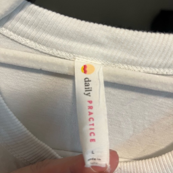 Daily drills- Anthropologie -White Sleeveless Tee with Taupe Elastic Waist Skirt - Picture 2 of 3